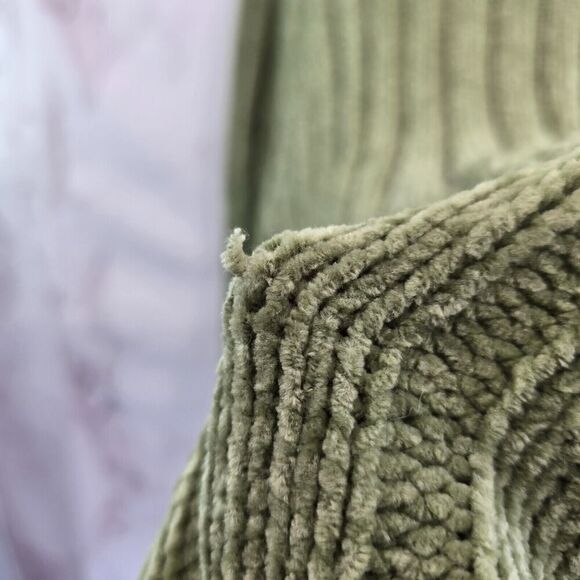 Vintage Y2K Sweater Women 3X Green Chenille Cable Knit Turtleneck Oversized - Picture 9 of 14